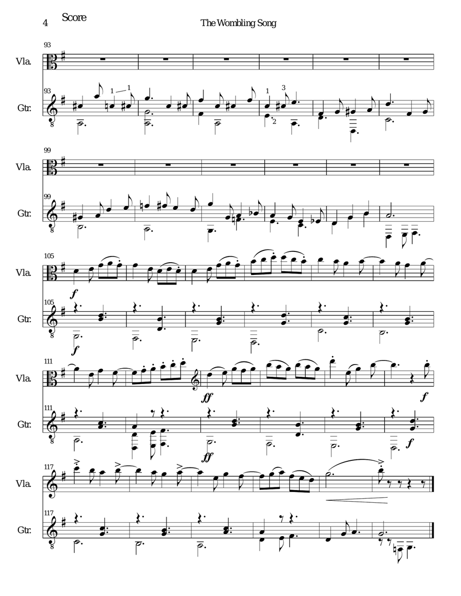The Wombling Song String Duet scores gallery preview page 4