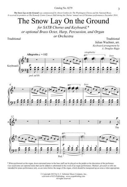 The Snow Lay On the Ground (Downloadable Keyboard/Choral Score)