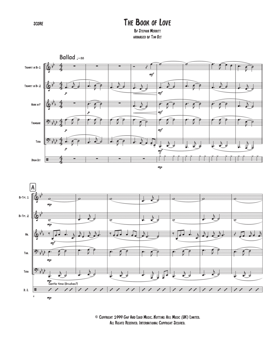 The Book Of Love Brass Quintet scores gallery preview page 1