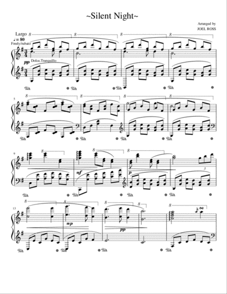 Silent Night Piano Arrangement by Joel Ross (Christmas) Piano Solo scores gallery preview page 1