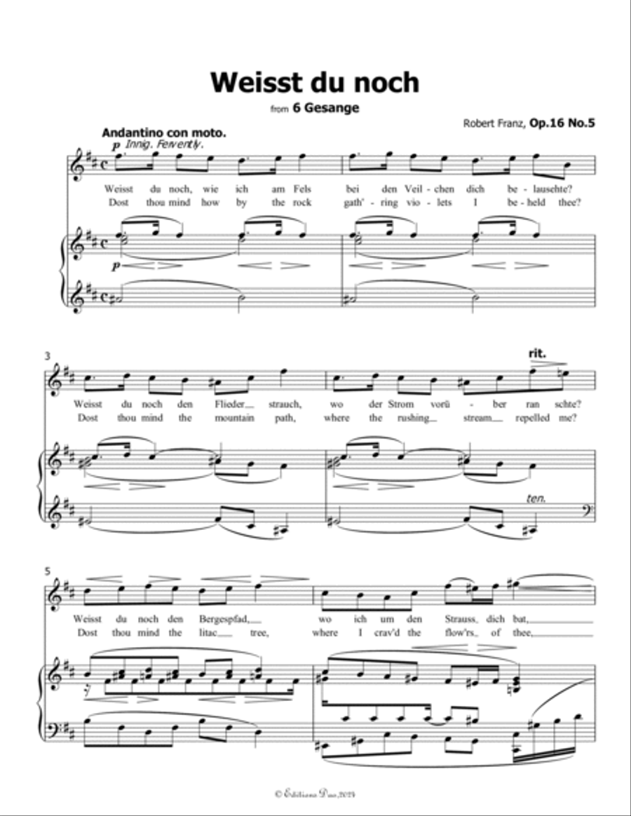 Weisst du noch, by Robert Franz, in b minor Voice scores gallery preview page 3