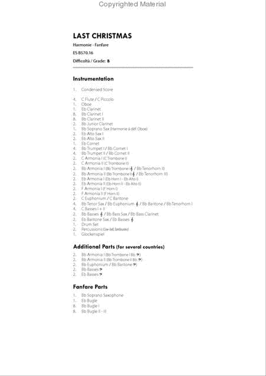 Last Christmas Last Christmas Marching Band scores gallery preview page 2