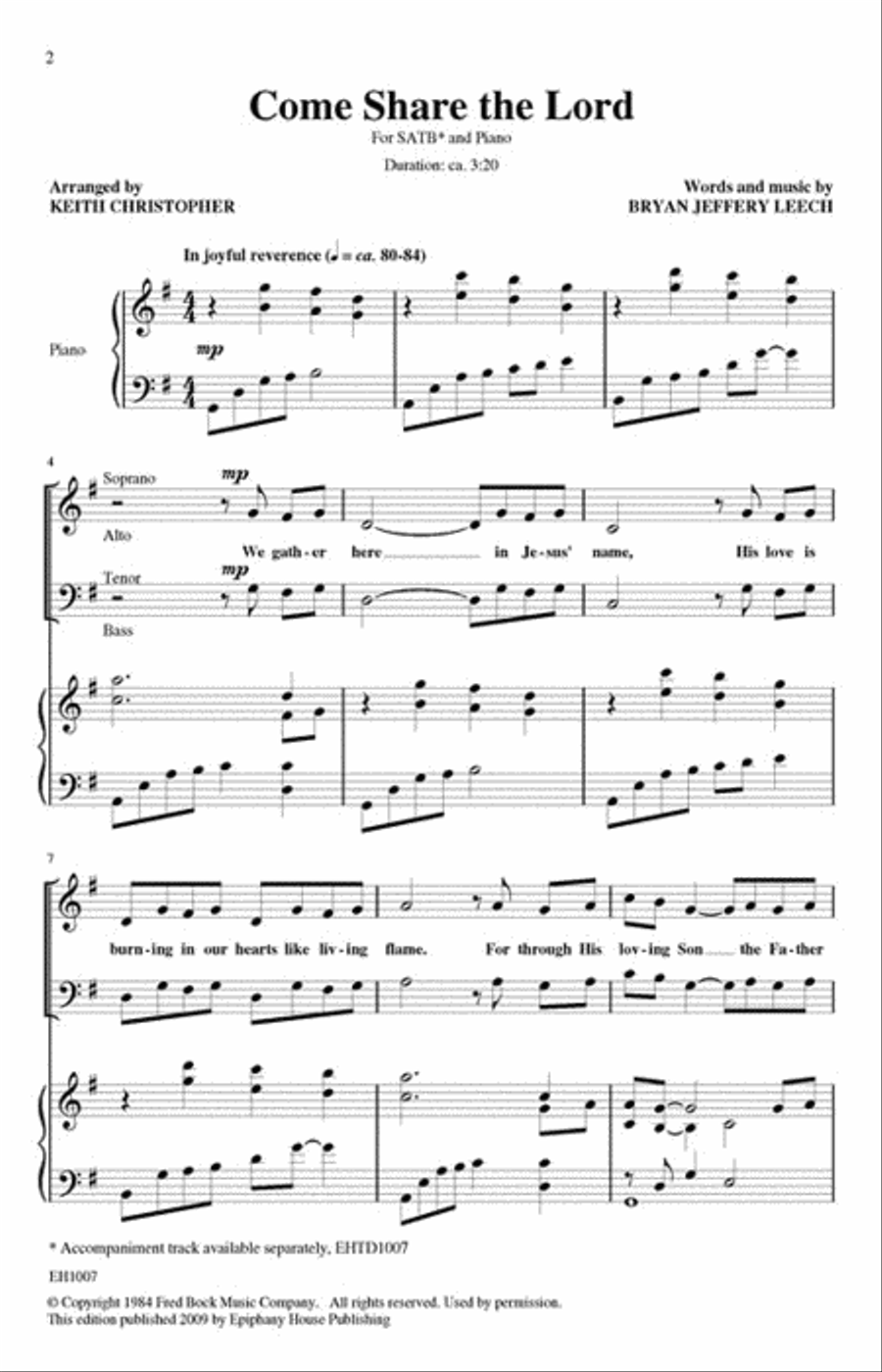 Come Share the Lord Come Share the Lord 4-Part scores gallery preview page 2
