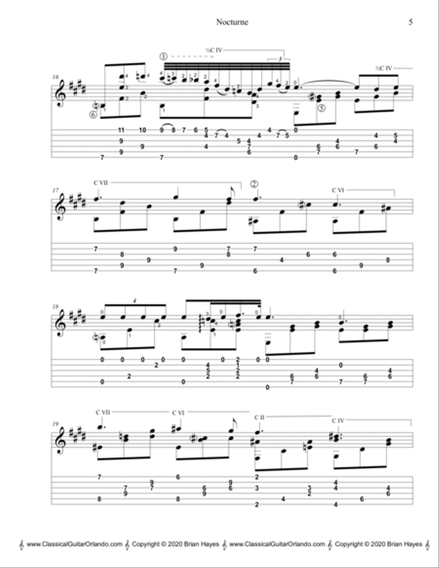Frederic Chopin - Nocturne (Opus 9, No. 20) (with Tablature) Classical Guitar scores gallery preview page 6