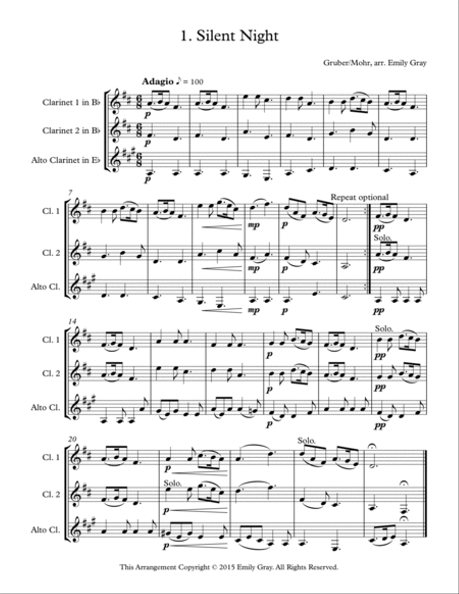 Two B-flats and Alto: Christmas Clarinet Trios Clarinet Trio scores gallery preview page 3