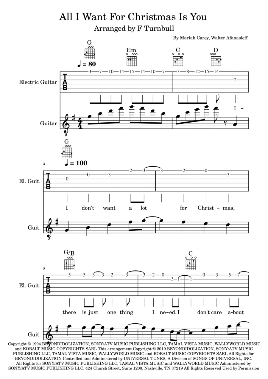 All I Want For Christmas Is You Acoustic Guitar scores gallery preview page 1