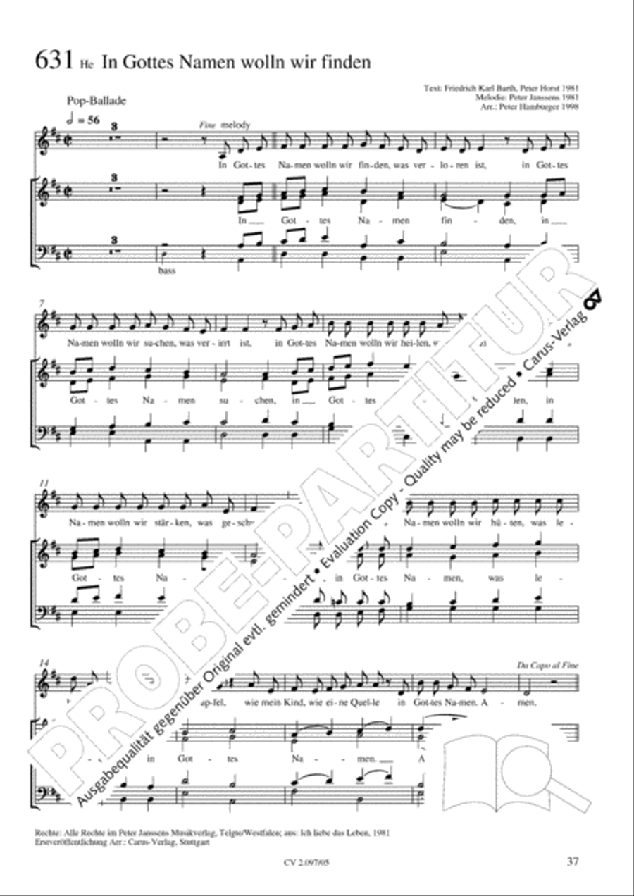 Pop-Chorbuch zum EG: Morning has broken Choir scores gallery preview page 38