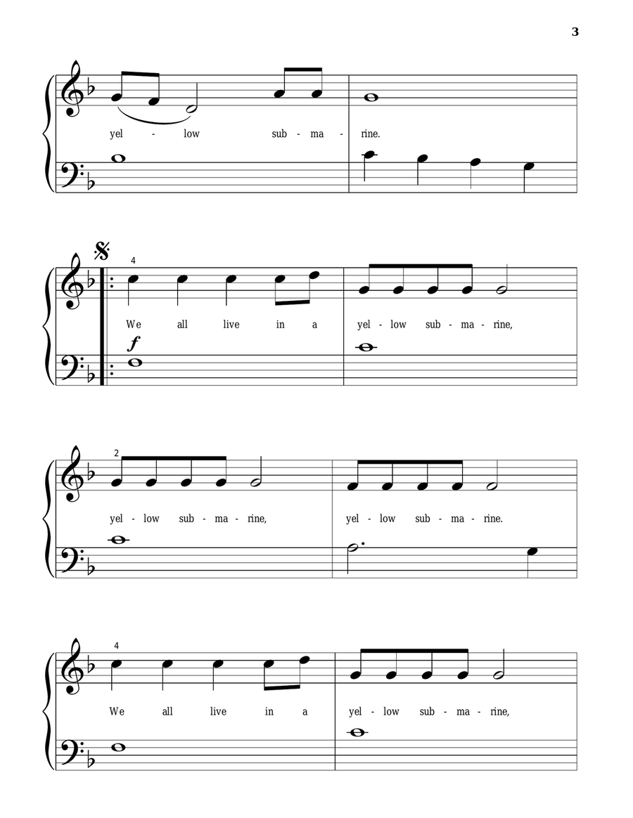 Yellow Submarine Yellow Submarine Piano Solo scores gallery preview page 3