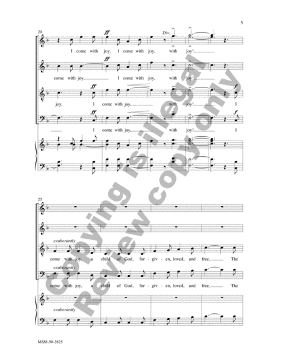 I Come with Joy I Come with Joy 4-Part scores gallery preview page 5