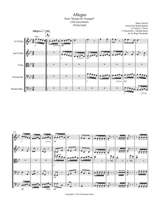 Book cover for Allegro (from "Sonata for Trumpet") (Bb) (String Quintet - 2 Violins, 1 Viola, 1 Cello, 1 Bass) (Vio
