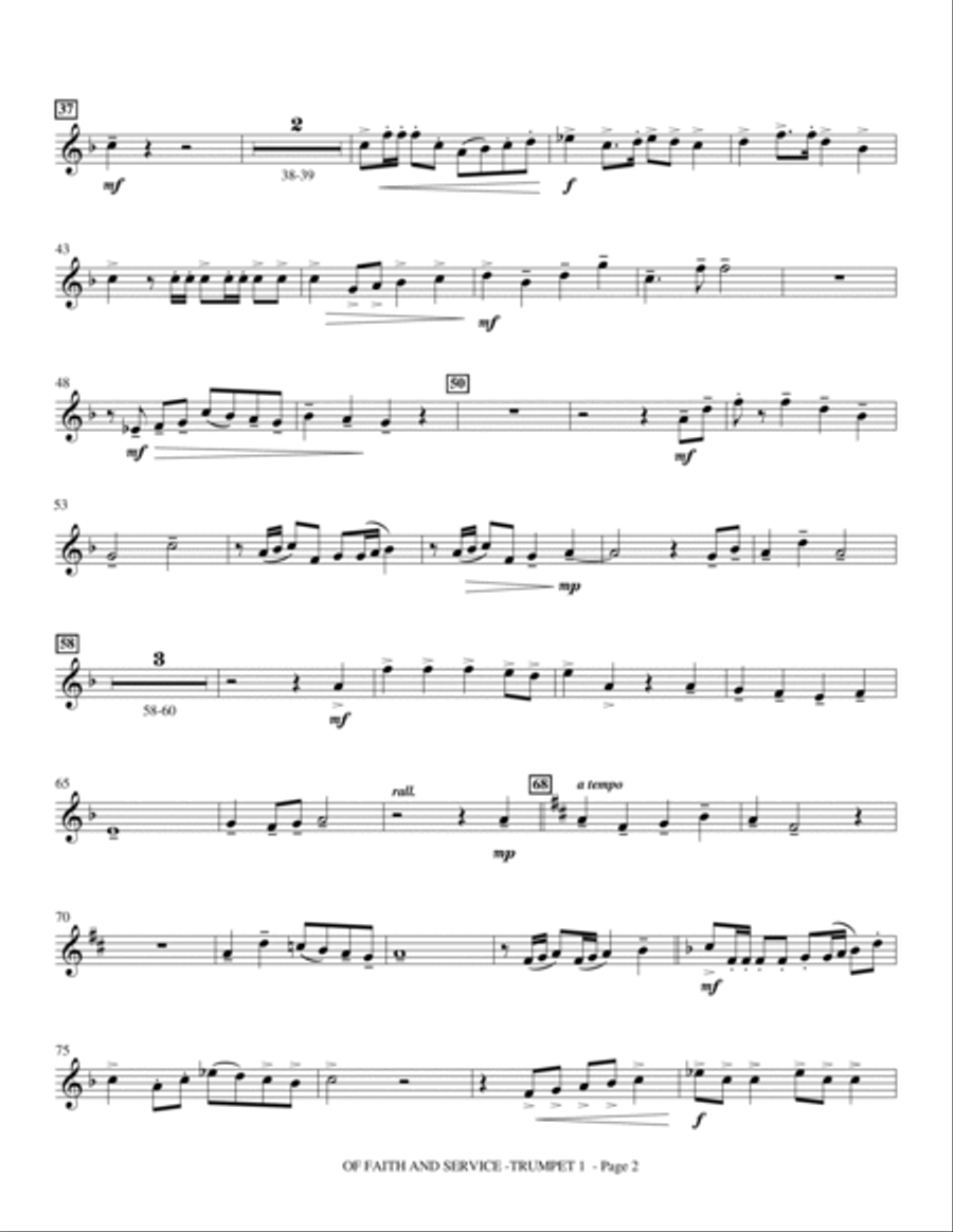 Of Faith And Service - Trumpet 1 Choir scores gallery preview page 2