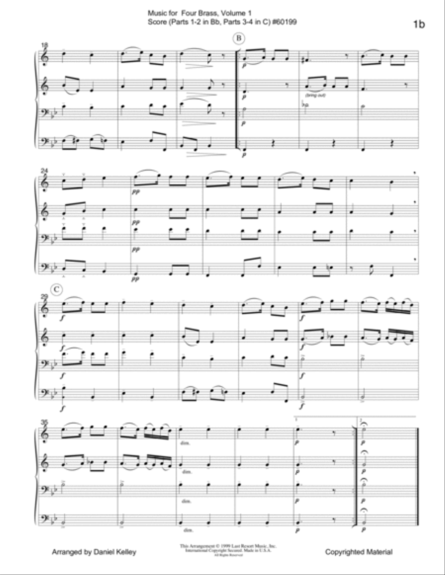 Music for Four Brass - Volume 1 - Score 60199