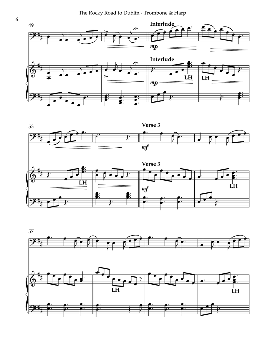 The Rocky Road to Dublin, Duet for Trombone & Harp