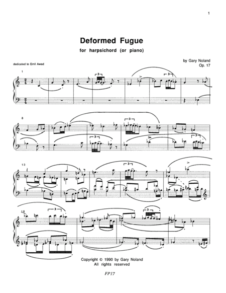 "Deformed Fugue" for harpsichord Op. 17 image number null