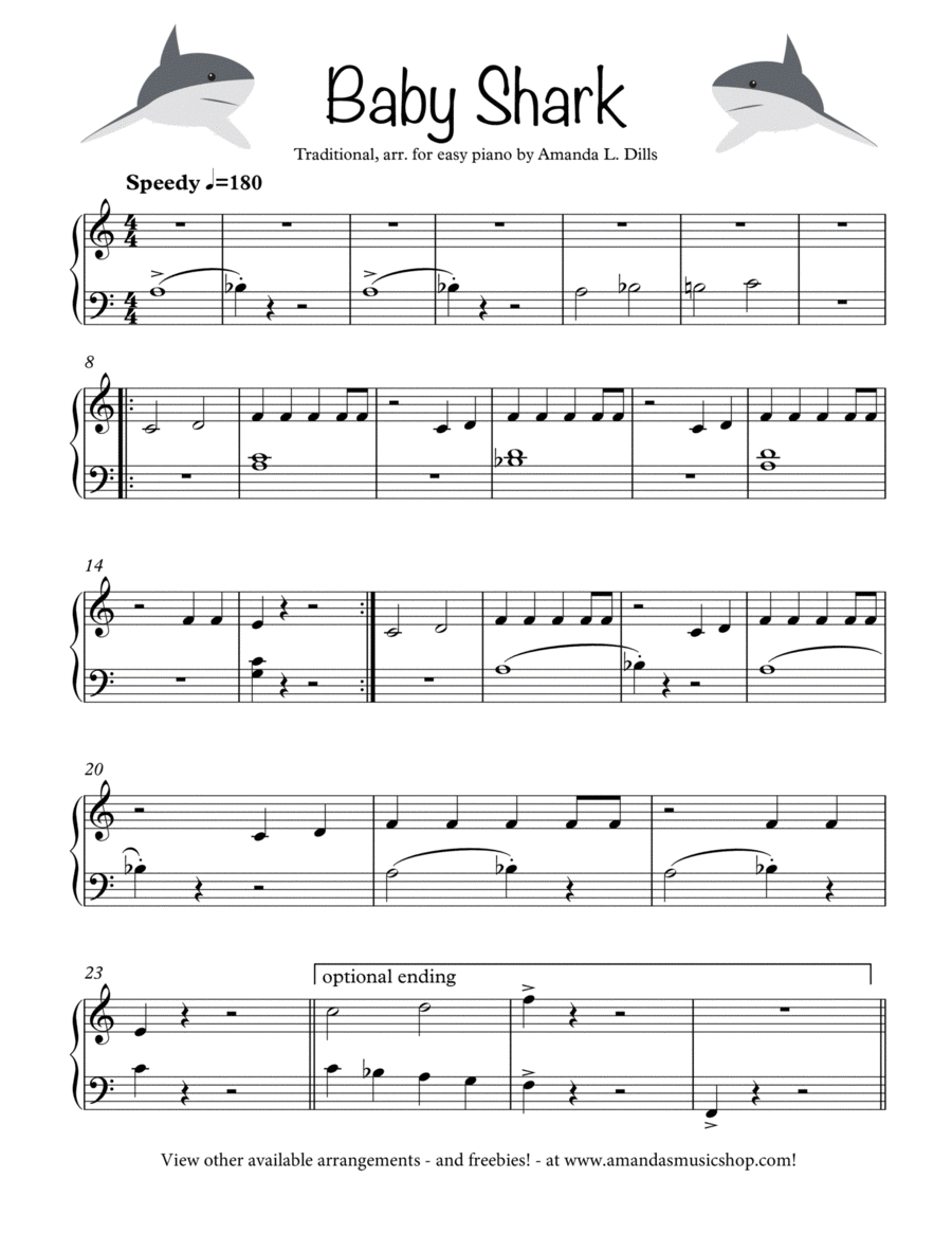 Baby Shark - Easy Piano Easy Piano scores gallery preview page 1