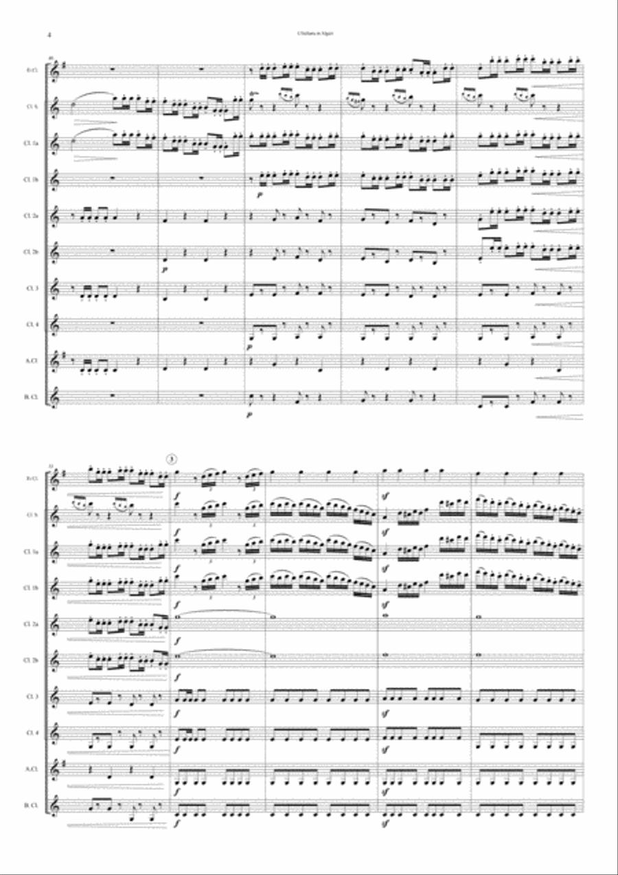 Rossini L’Italiana in Algeri (The Italian Girl in Algiers) – Sinfonia (Ouverture) for Clarinet C Woodwind Ensemble scores gallery preview page 4