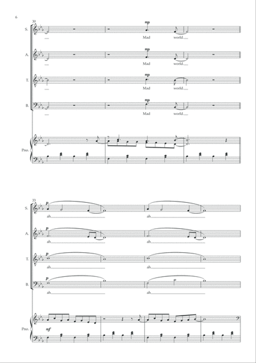 Mad World 4-Part scores gallery preview page 6