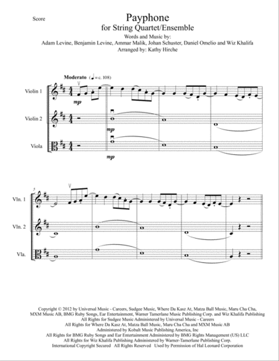 Payphone String Quartet scores gallery preview page 2