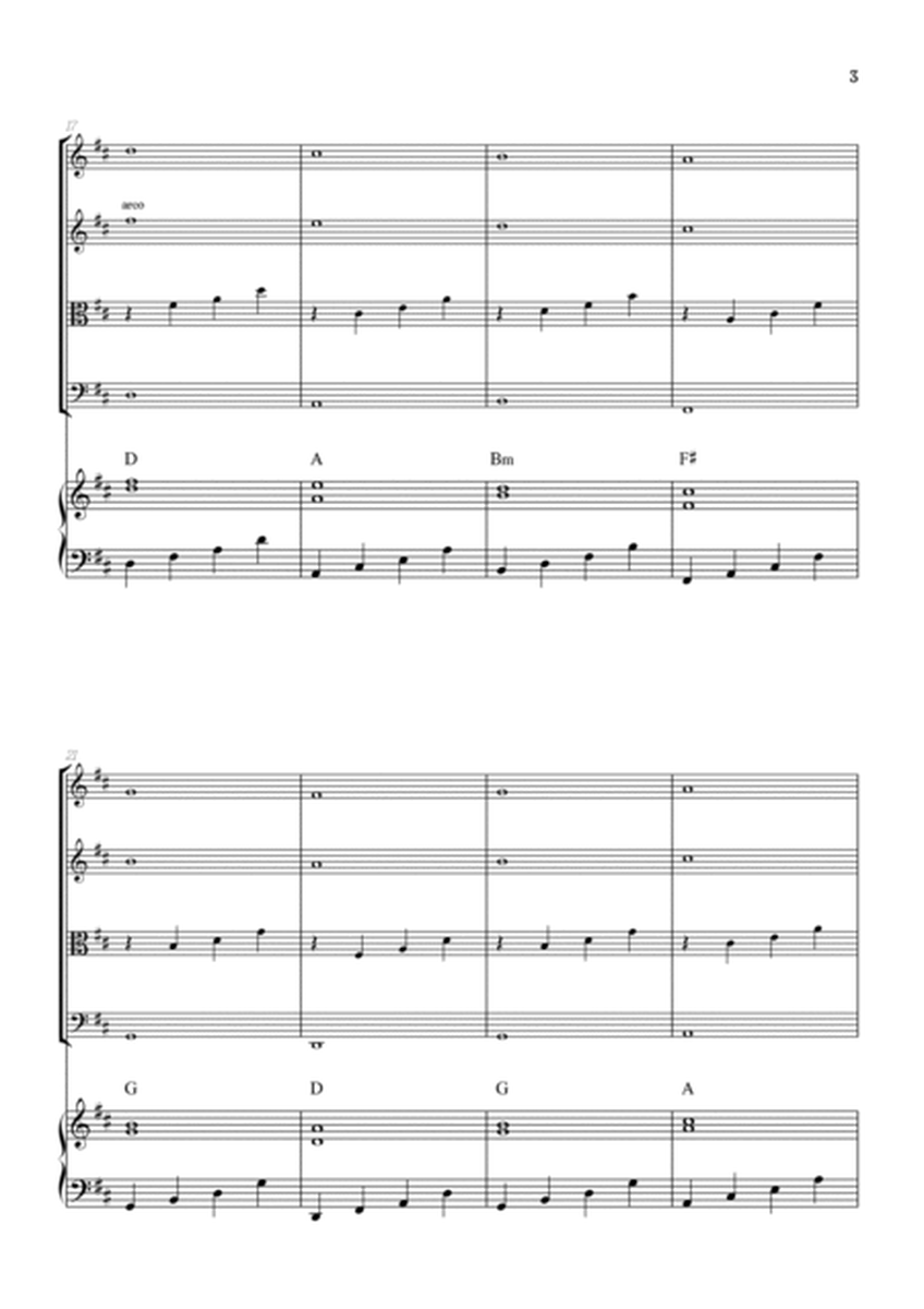 Pachelbel Canon in D • strings quartet sheet music w/ piano accompaniment [chords] image number null