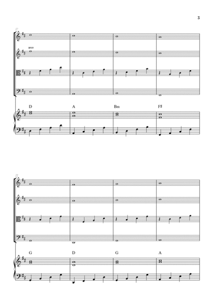 Pachelbel Canon in D • strings quartet sheet music w/ piano accompaniment [chords] image number null