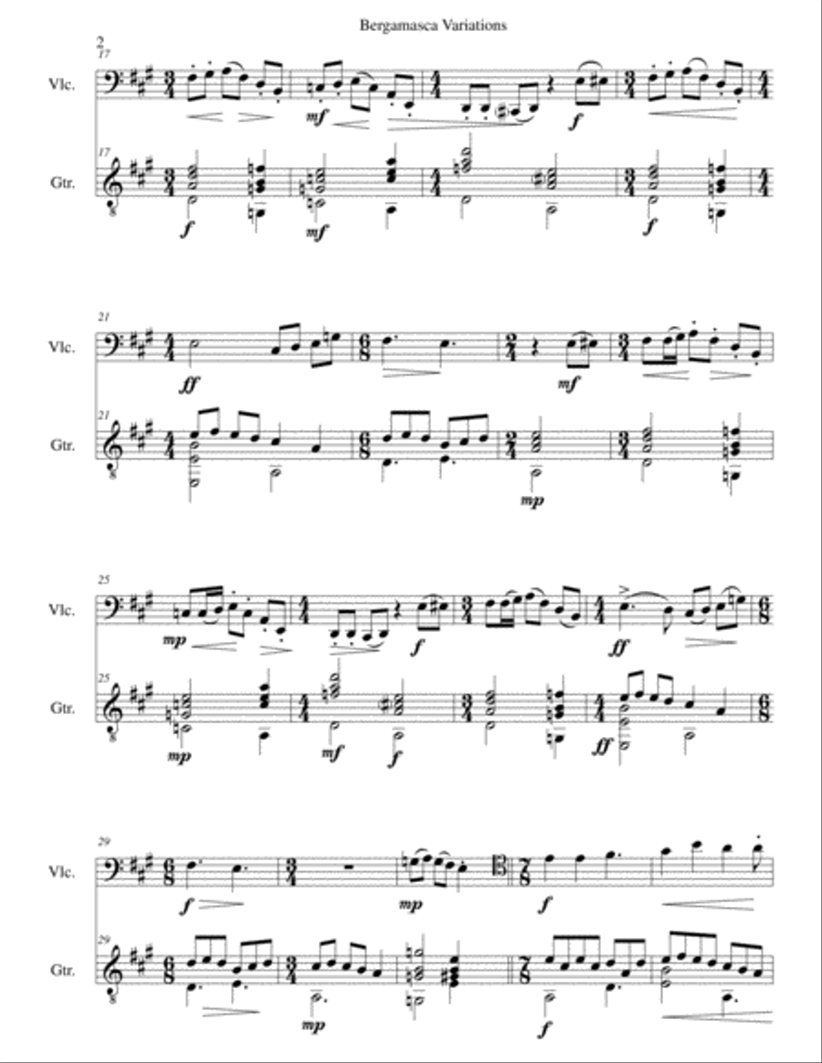 Bergamasca Variations for cello and guitar (2nd version) Bergamasca Variations for cello and guitar (2nd version) String Duet scores gallery preview page 2