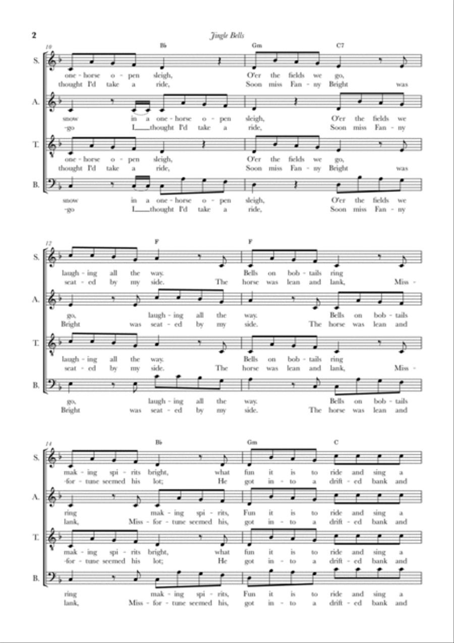 Jingle Bells 4-Part scores gallery preview page 2