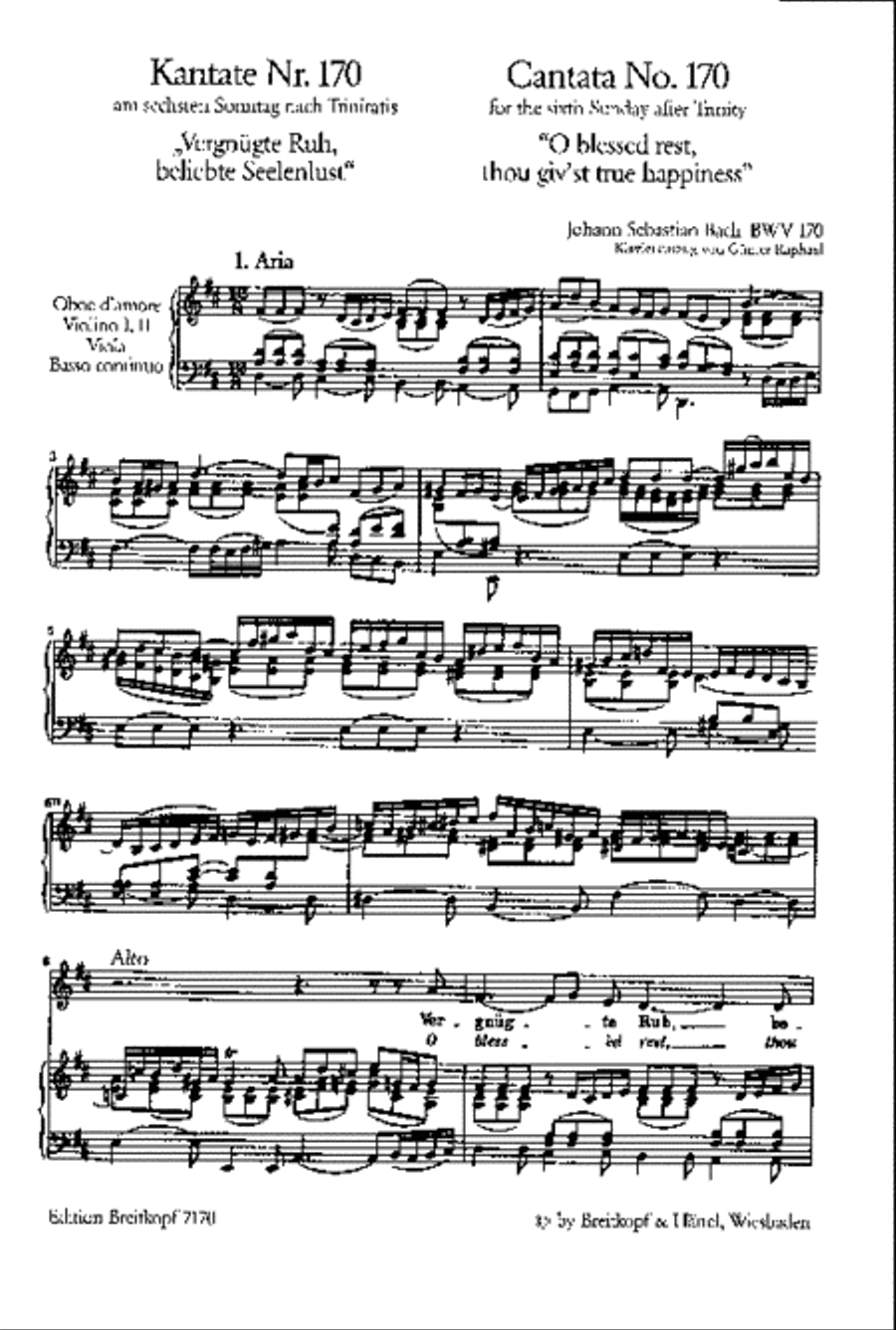 Cantata BWV 170 “O blessed rest, thou giv'st true happiness” Piano, Vocal scores gallery preview page 2