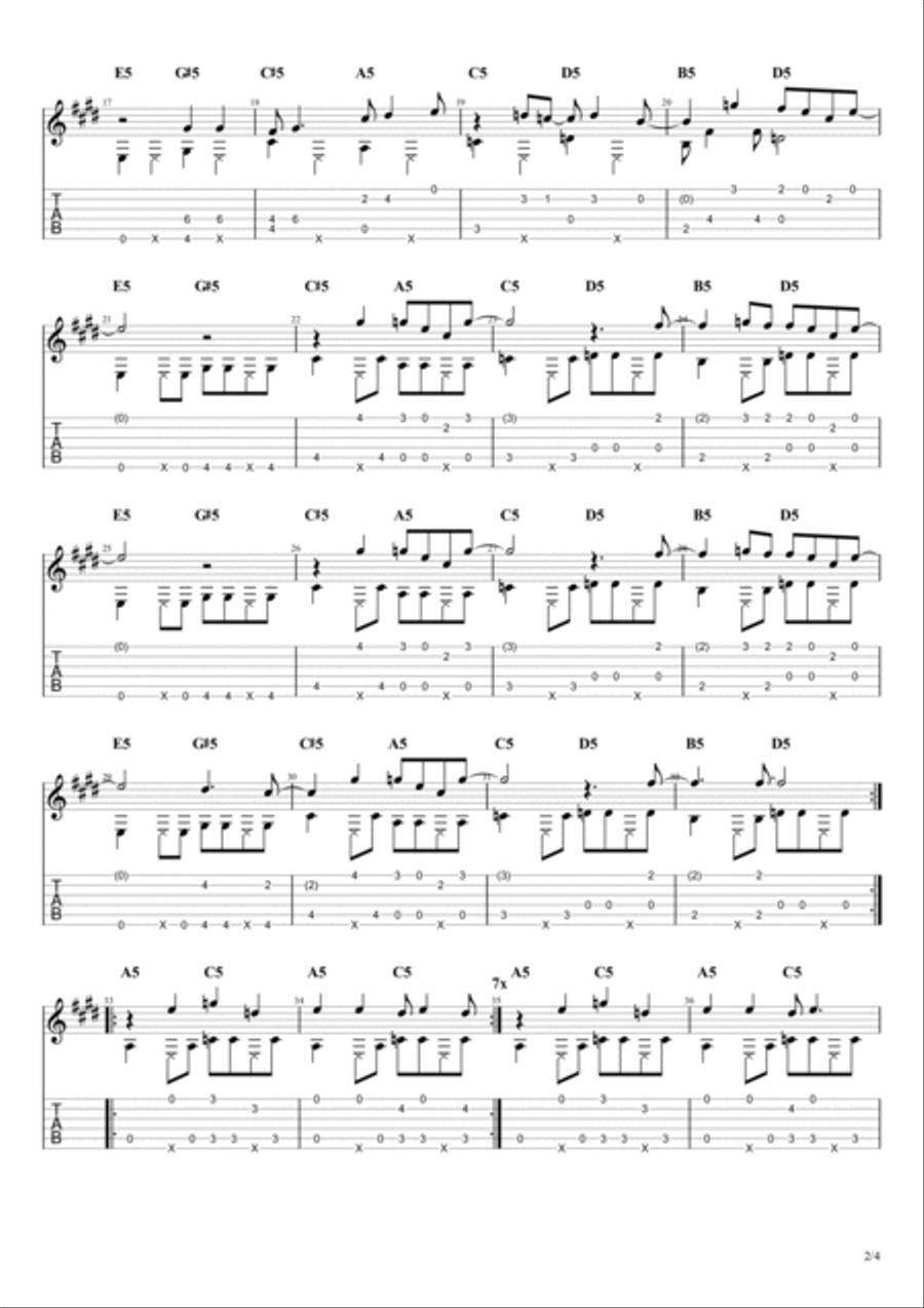 Lithium Guitar Solo scores gallery preview page 2