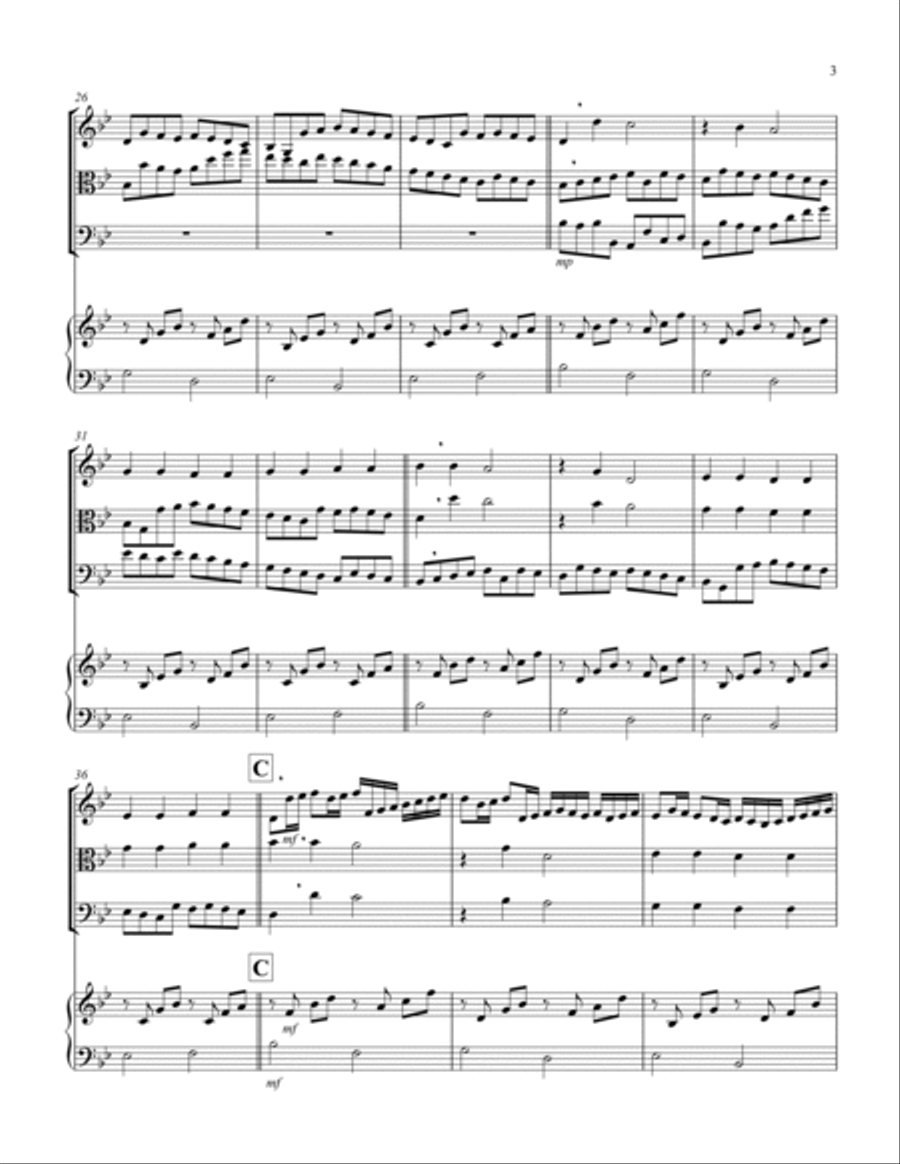 Canon (Pachelbel) (Bb) (String Trio - 1 Violin, 1 Viola, 1 Cello), Keyboard) String Trio scores gallery preview page 3