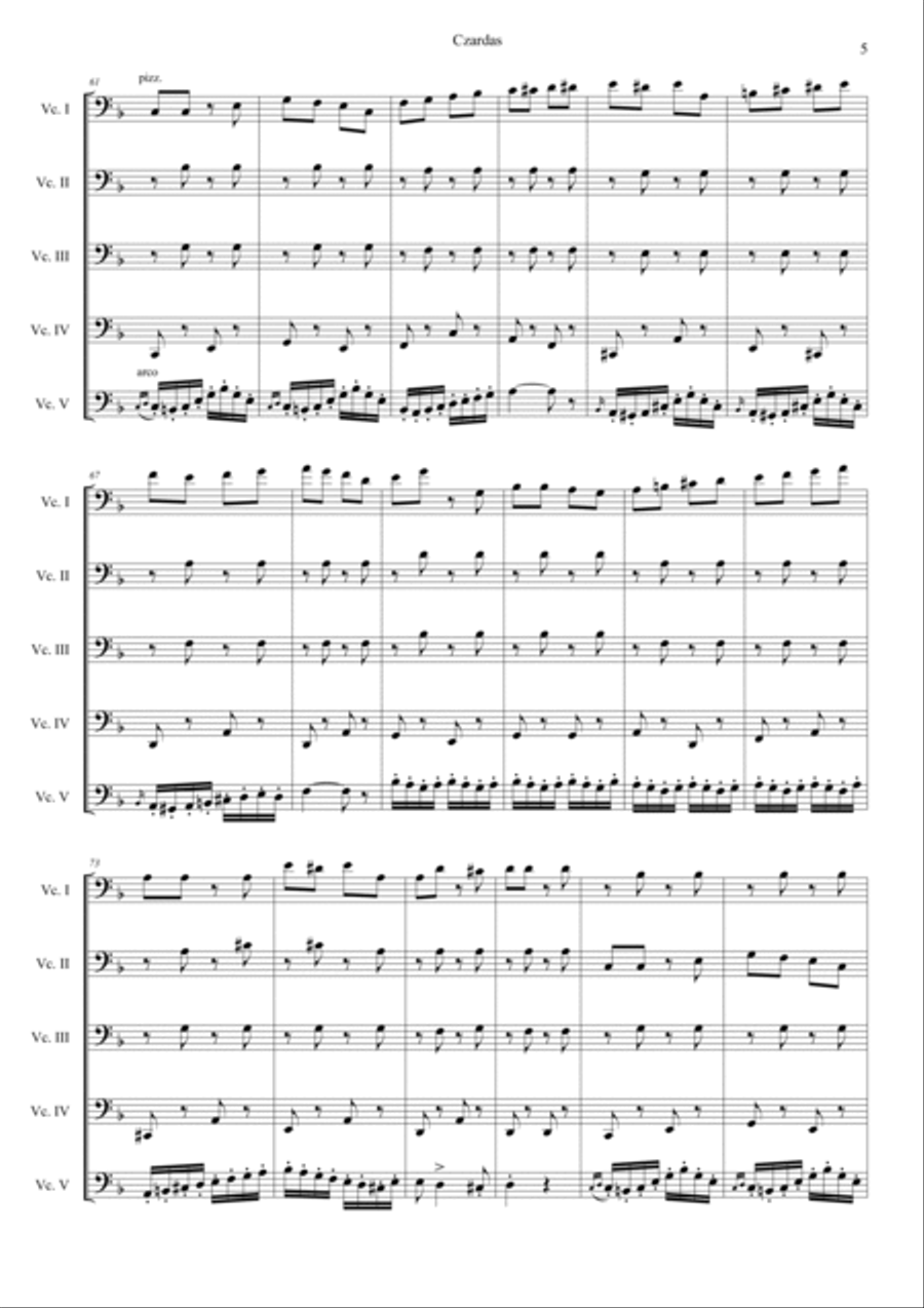 Czardas Hard Version Cello scores gallery preview page 5