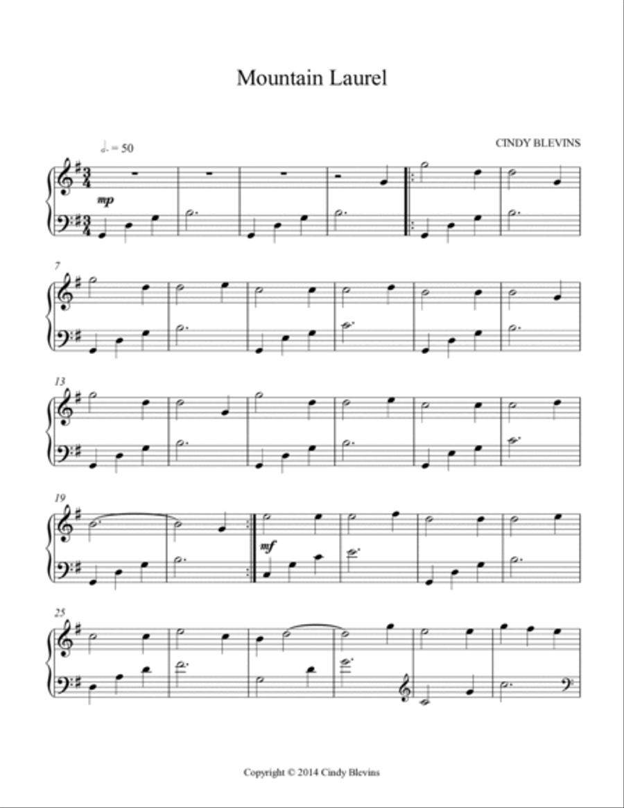 Mountain Laurel, original solo for Lever or Pedal Harp Pedal Harp scores gallery preview page 2