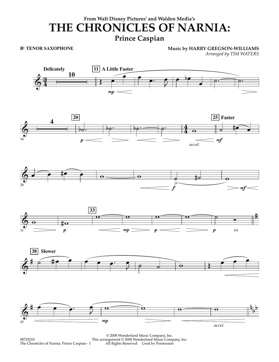 The Chronicles Of Narnia: Prince Caspian - Bb Tenor Saxophone Concert Band scores gallery preview page 1