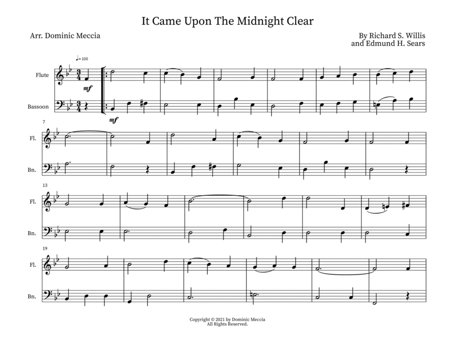 It Came Upon The Midnight Clear- Flute and Bassoon Duet image number null