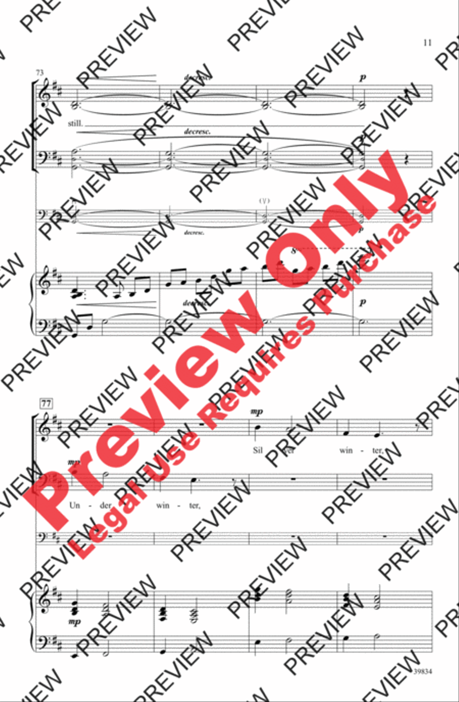 Under Winter Moon 4-Part scores gallery preview page 22