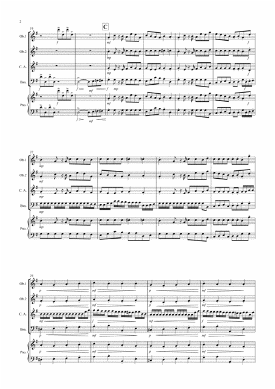 Miniature Overture (Fantasia from Nutcracker) for Double Reed Quartet Woodwind Trio scores gallery preview page 2