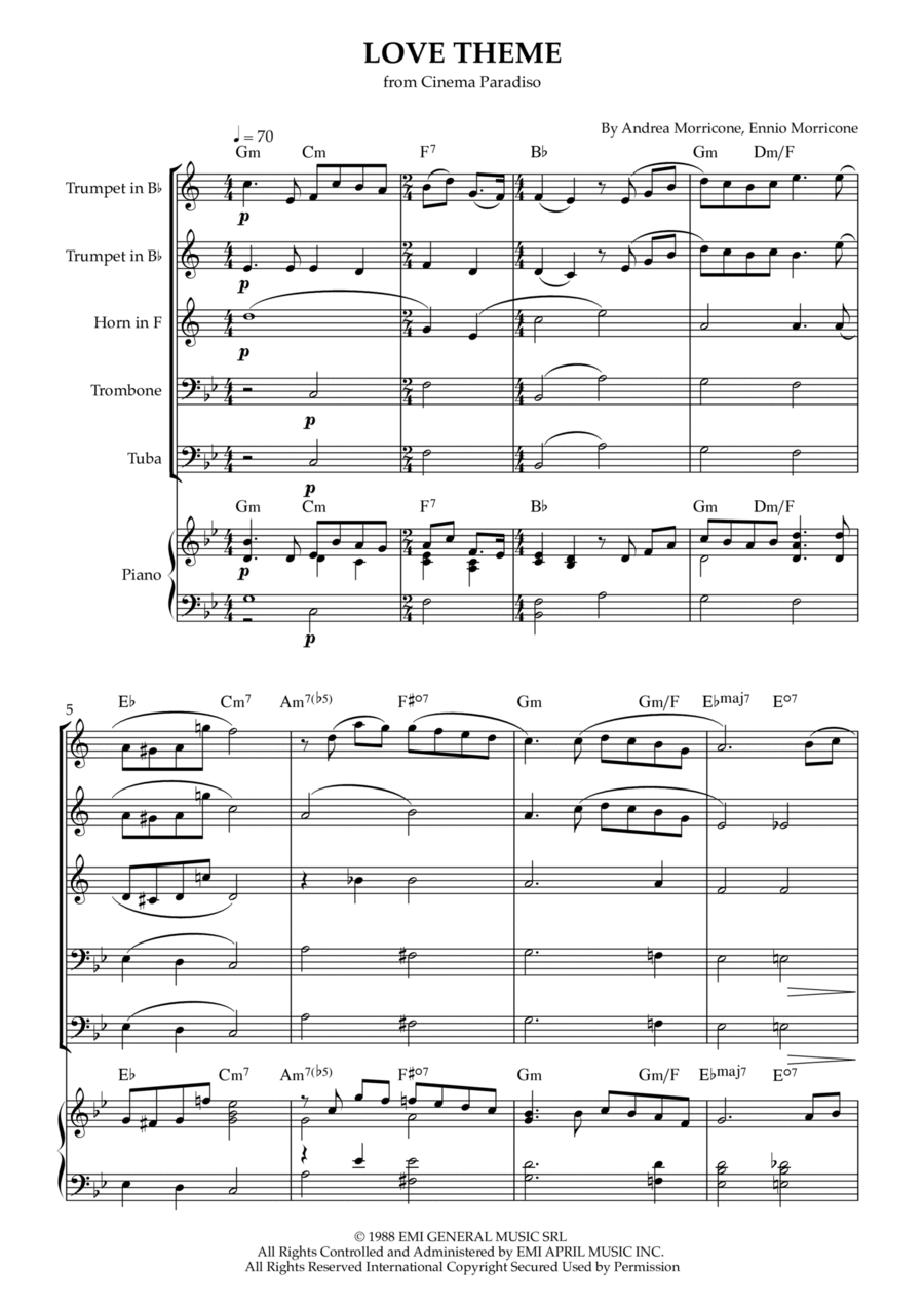 Love Theme (tema D'amore) Horn scores gallery preview page 1