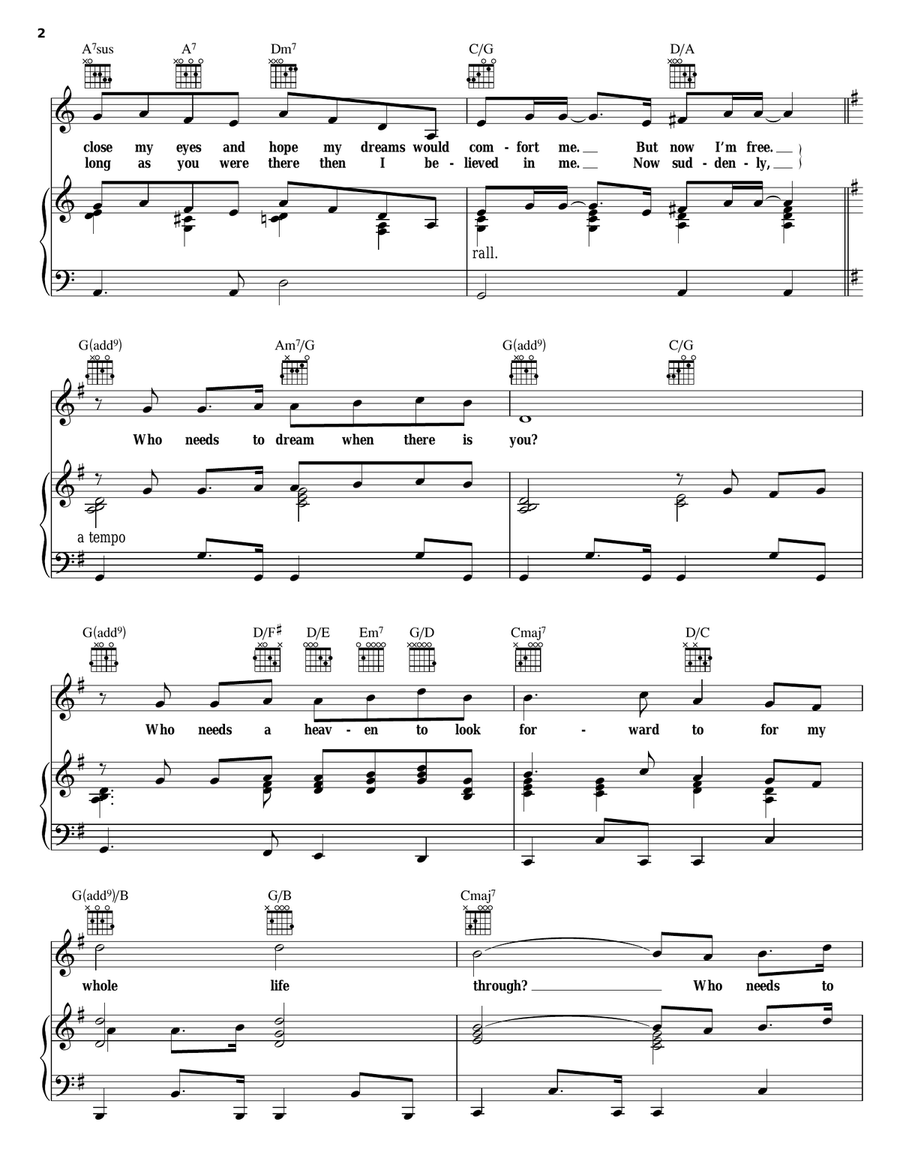 Who Needs To Dream Piano, Vocal, Guitar scores gallery preview page 2