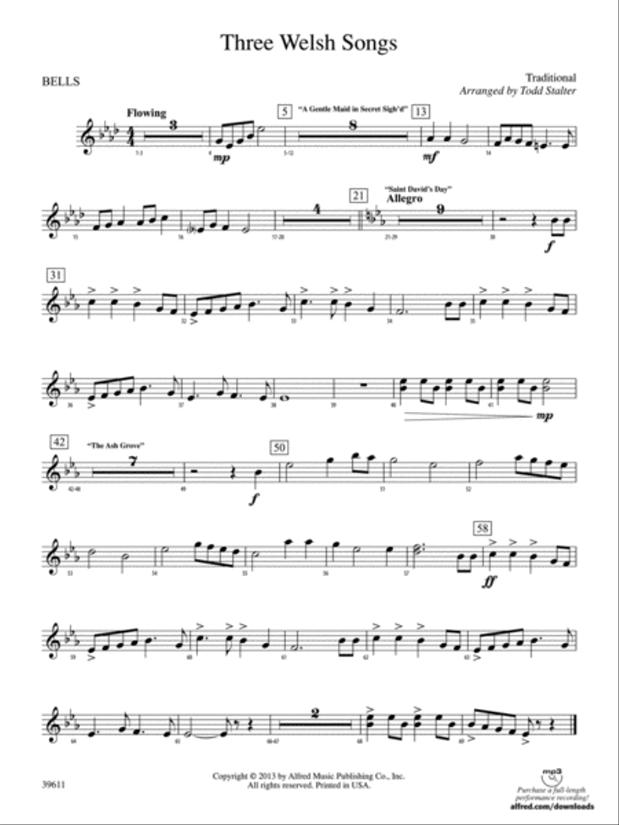 Three Welsh Songs: Bells Concert Band scores gallery preview page 1