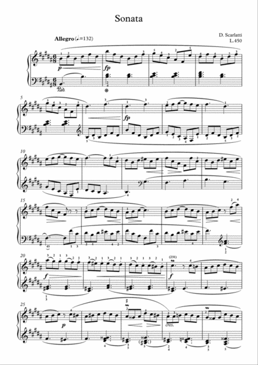 Scarlatti-Sonata in B-Major L.450 K.245(piano) Piano Solo scores gallery preview page 2