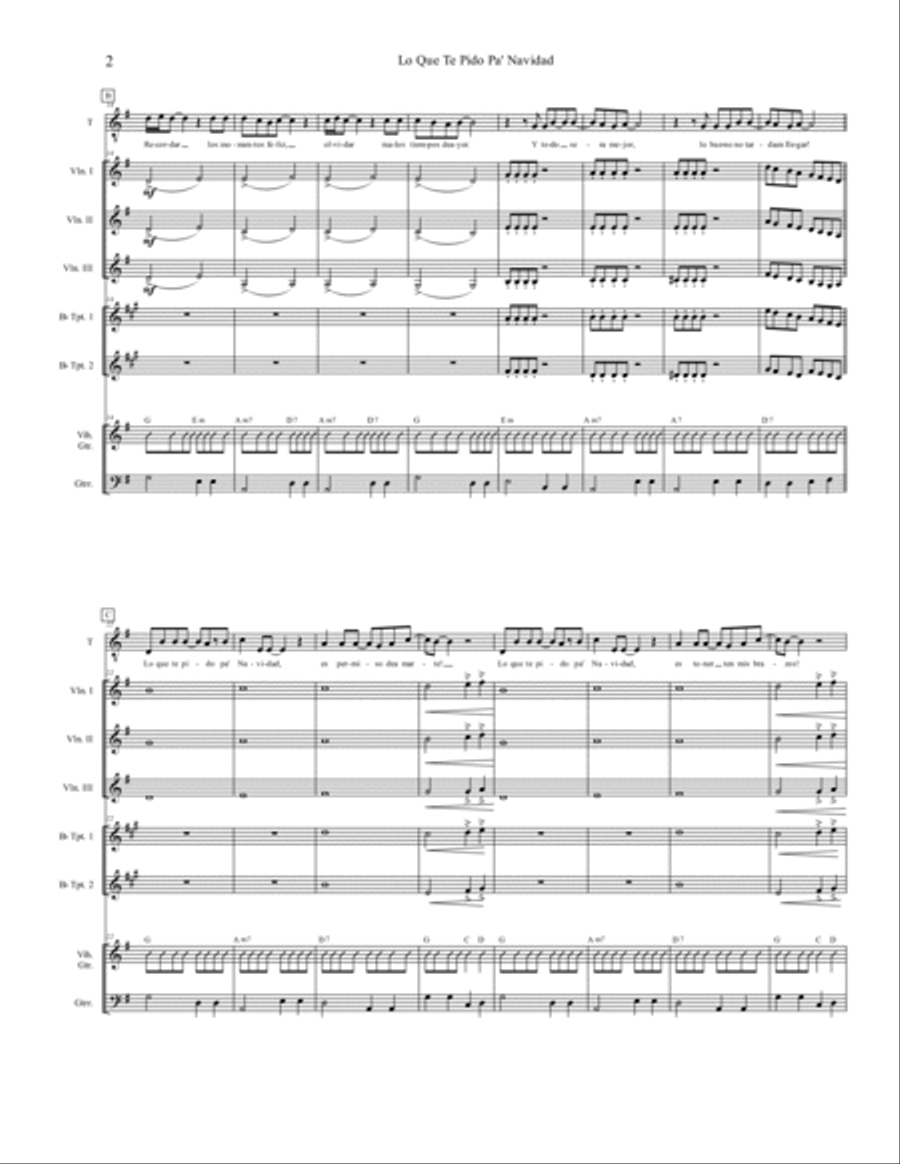 Lo Que Te Pido Pa' Navidad for Mariachi Ensemble and Tenor Voice Small Ensemble scores gallery preview page 2
