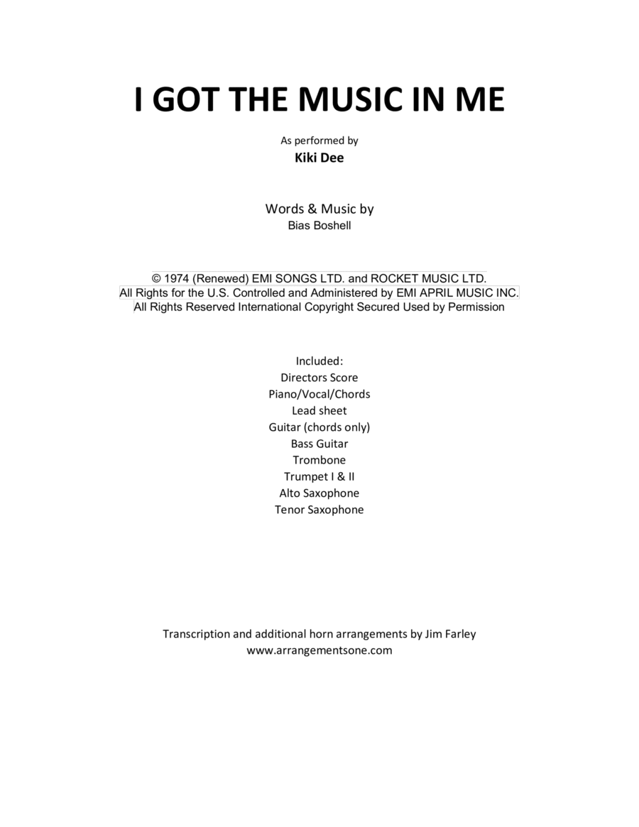 I've Got The Music In Me Large Ensemble scores gallery preview page 1