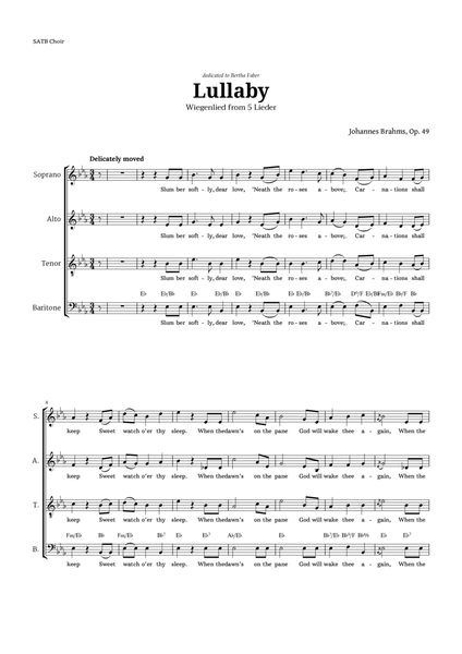 Lullaby by Brahms for SATB Choir image number null