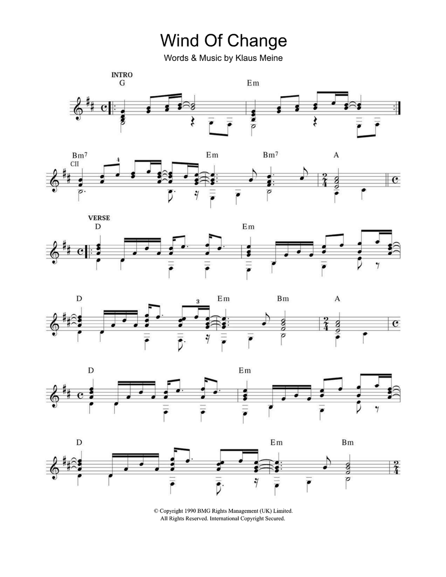 Wind Of Change Easy Guitar scores gallery preview page 1