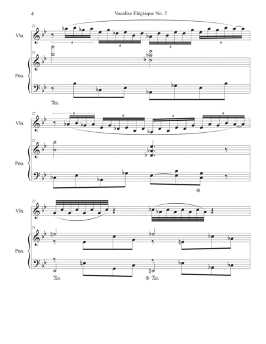 Vocalise Élégiaque No. 2 for Violin and Piano (2017) Violin Solo scores gallery preview page 4