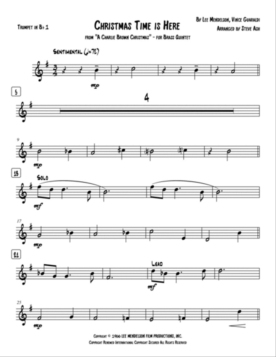 Christmas Time Is Here Brass Ensemble scores gallery preview page 6