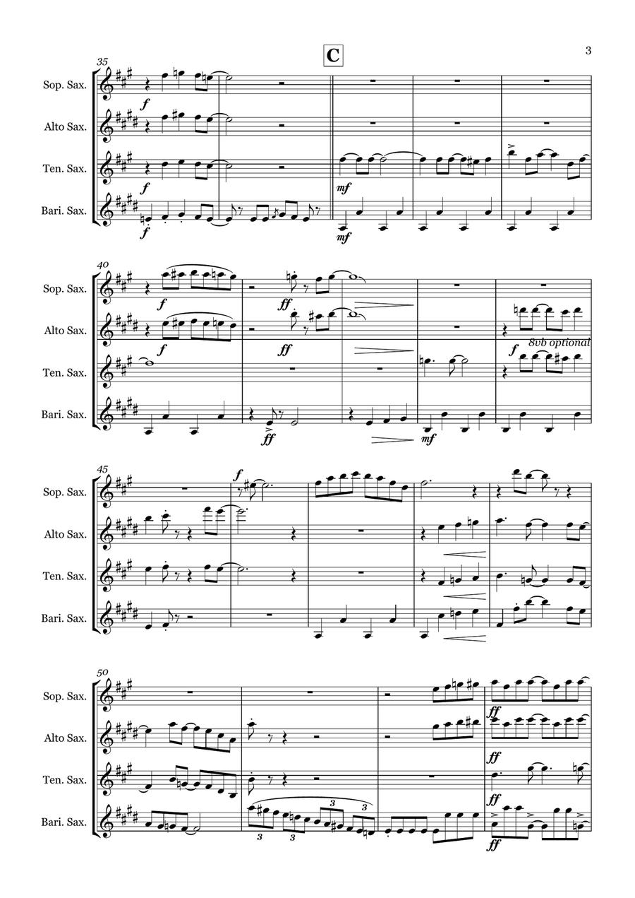Seaside Rendezvous Saxophone Quartet scores gallery preview page 3