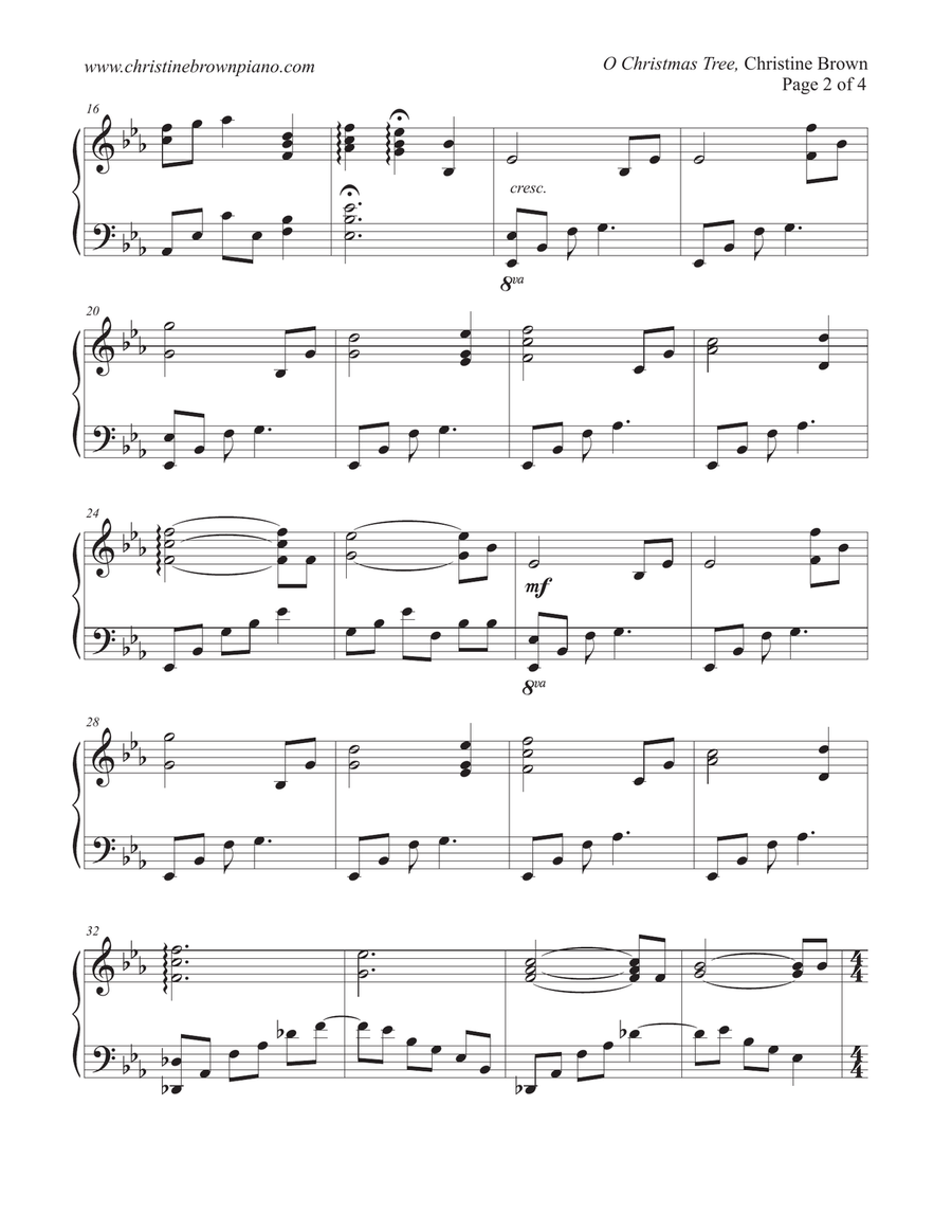 O Christmas Tree, piano solo Piano Solo scores gallery preview page 2