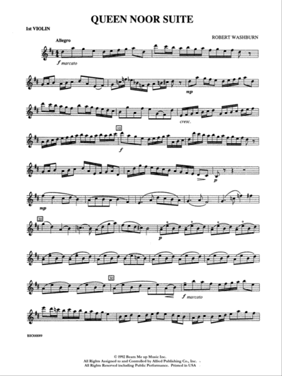 Queen Noor Suite: 1st Violin String Orchestra scores gallery preview page 1