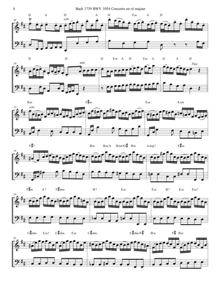 Bach 1739 BWV 1054 Concerto en ré majeur For Duet with Flute & Bassoon in the Key of D