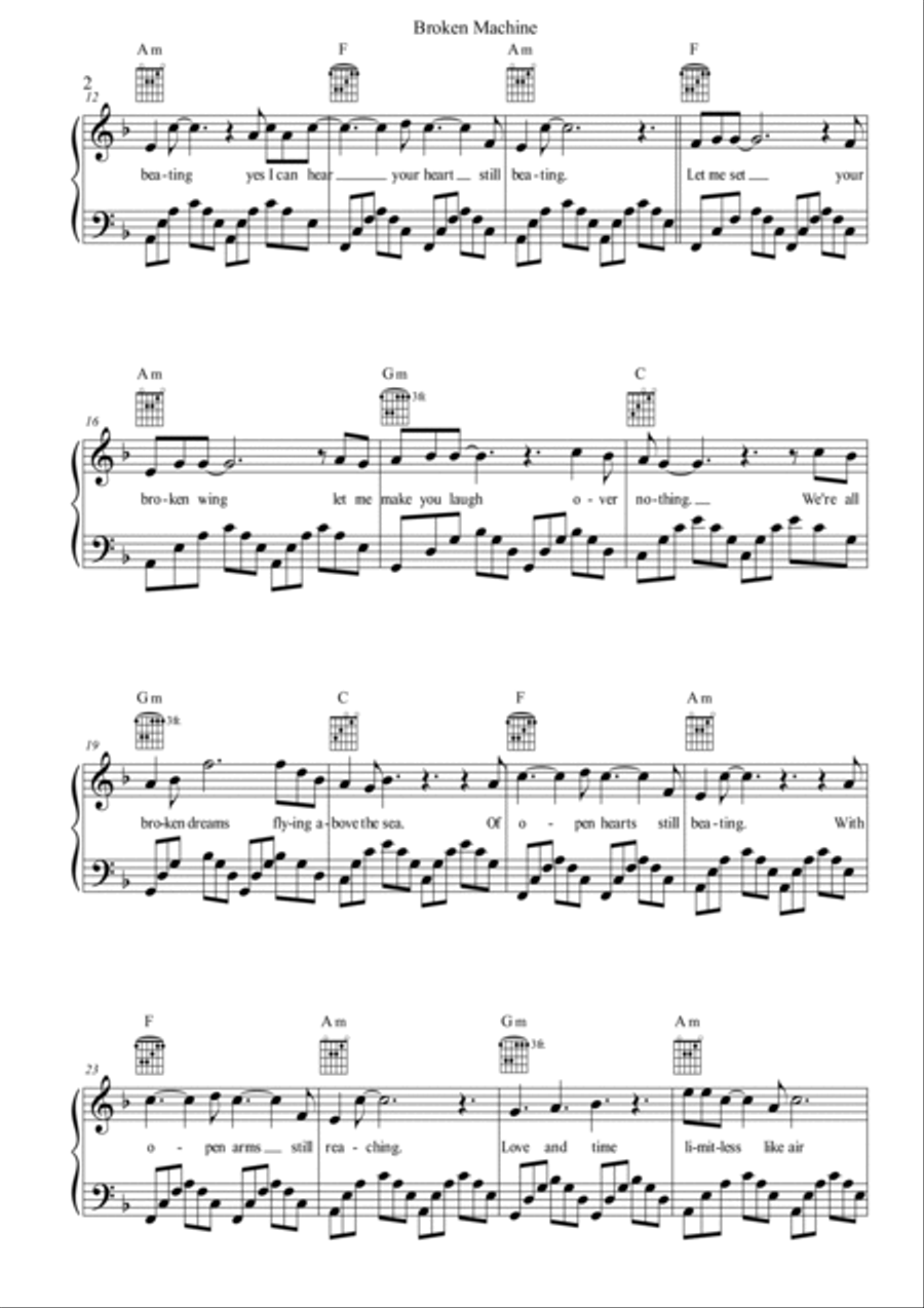 Broken Machine Piano, Vocal, Guitar scores gallery preview page 2
